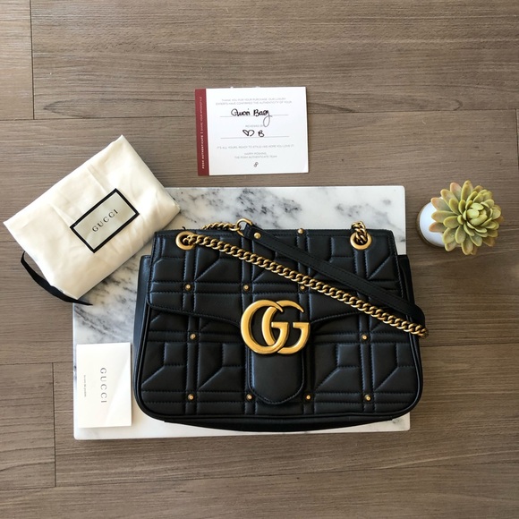 Gucci Handbags - Gucci GG Marmont Flap Studded Matelasse Handbag